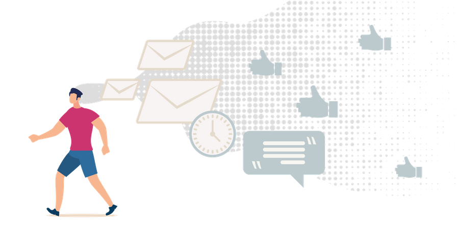 Persönliches Zeitmanagement, effizientes Social Marketing, Anbindung an globale Netzwerkdienste  Illustration