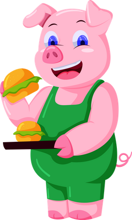 Personnage de cochon mignon  Illustration