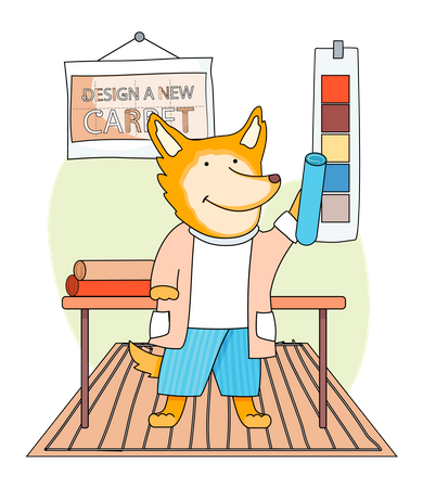 Personnage de dessin animé renard mignon debout dans la chambre des enfants  Illustration