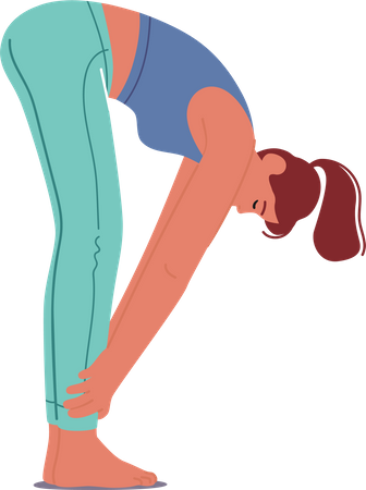 Personnage de femme exécutant la pose de yoga Padhasthasana  Illustration