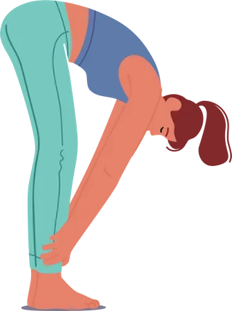 Personnage de femme exécutant la pose de yoga Padhasthasana  Illustration