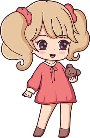 Personnage de fille mignonne  Illustration