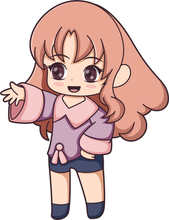 Personnage de fille mignonne  Illustration