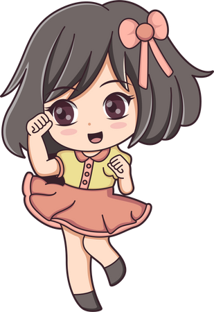 Personnage de fille mignonne  Illustration