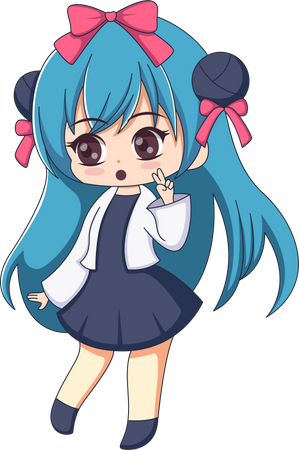 Personnage de fille mignonne  Illustration