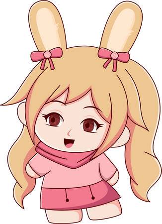 Personnage de fille mignonne  Illustration