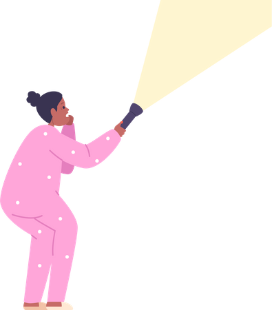 Personnage d'enfant craintif embrayages lampe de poche  Ilustración