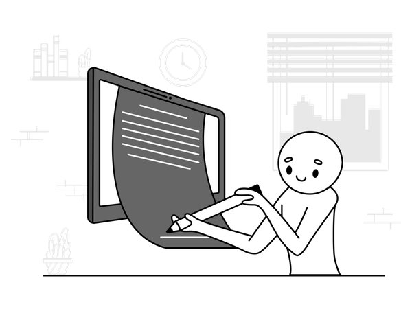 Caractère faisant la signature du contrat  Illustration