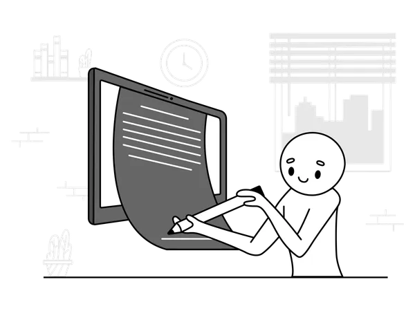 Caractère faisant la signature du contrat  Illustration