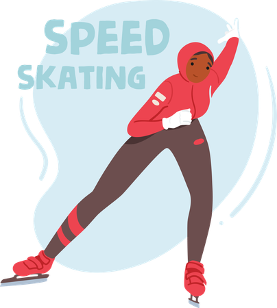 Un personnage féminin s'engage dans le patinage de vitesse  Illustration