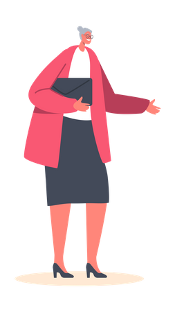 Personnage féminin senior debout  Illustration