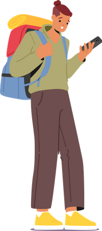 Personnage masculin avec sac à dos  Illustration