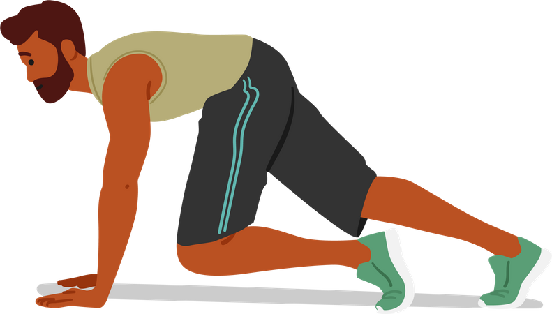 Personnage masculin de remise en forme faisant un entraînement intense des jambes au sol  Illustration