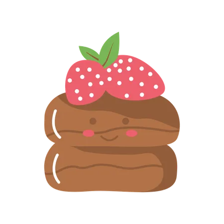 Personnage mignon de délicieux gâteau pain boulangerie dessert nourriture sucrée  Illustration