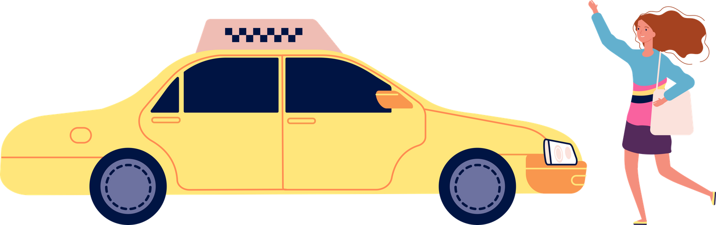 Personnage taxi personne voiture passagers chauffeur de taxi  Illustration