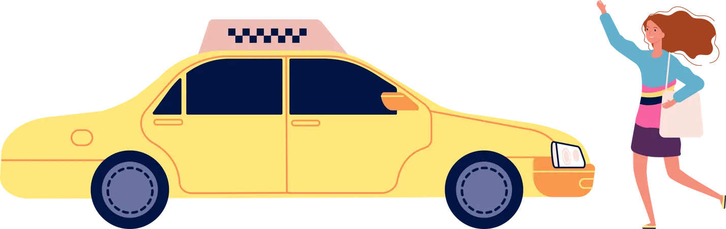 Personnage taxi personne voiture passagers chauffeur de taxi  Illustration