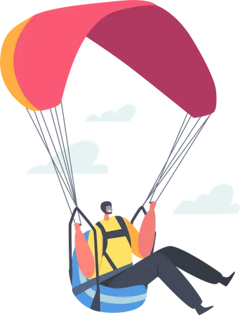 Personne atterrissant après avoir fait du parachutisme  Illustration