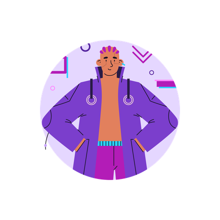 Personne cyberpunk futuriste avec implant cybernétique  Illustration
