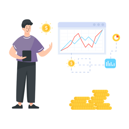 Personne gérant l'investissement par le biais de l'analyse technique  Illustration