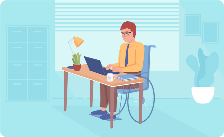 Personne handicapée au bureau  Illustration