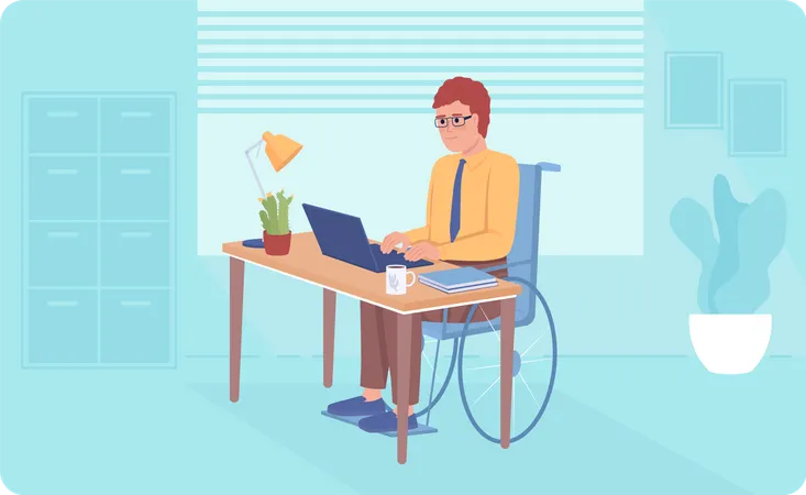 Personne handicapée au bureau  Illustration