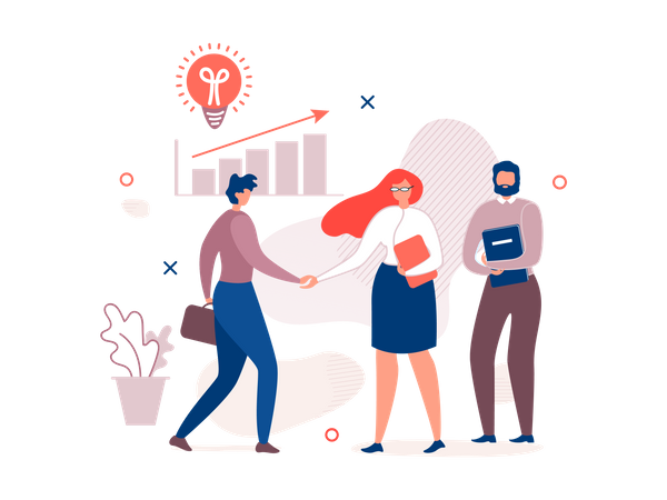 Personnel de bureau discutant d'une solution créative et innovante  Illustration
