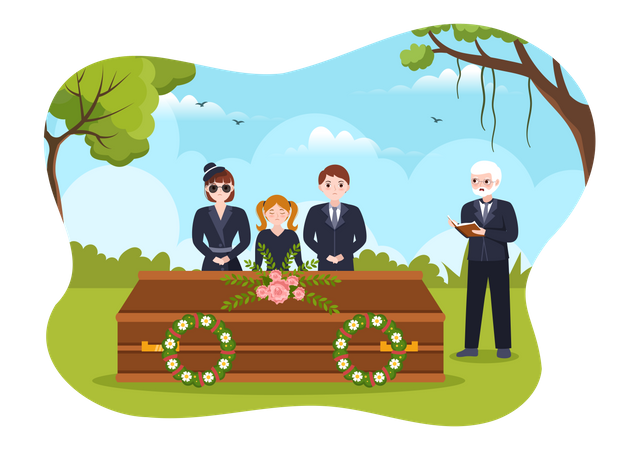 Personnes à la cérémonie funéraire  Illustration