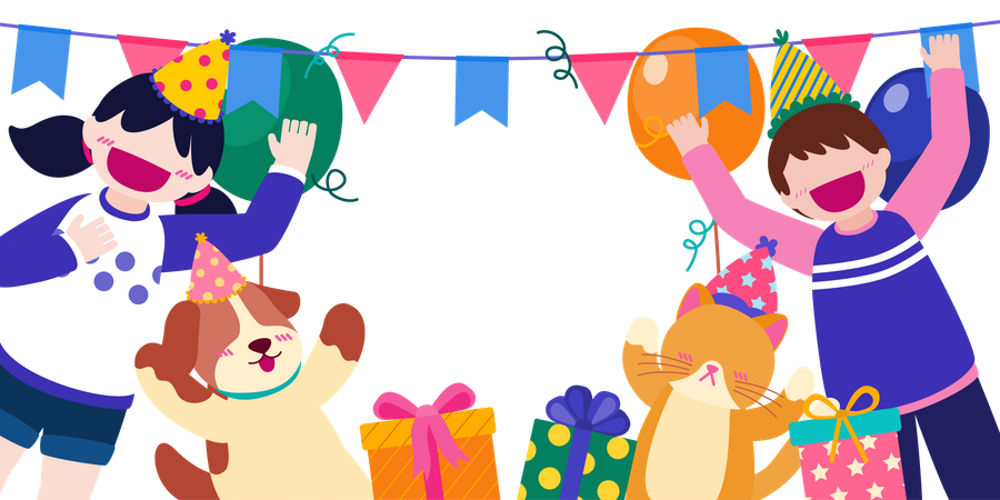 Personnes à la fête d'anniversaire  Illustration