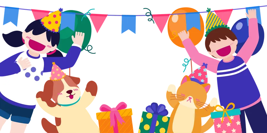 Personnes à la fête d'anniversaire  Illustration