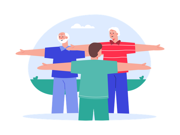 Personnes âgées faisant de l'exercice  Illustration