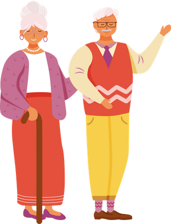 Homme et femme souriants âgés  Illustration