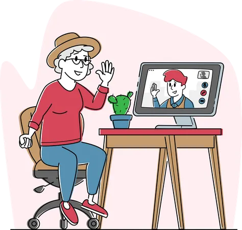 Communication vidéo pour personnes âgées  Illustration