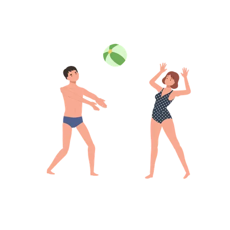 Personnes appréciant le beachball  Illustration