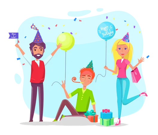 Personnes appréciant la fête  Illustration