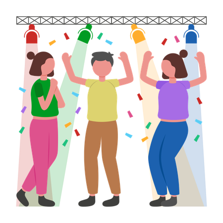 Les gens profitent de la discothèque nocturne  Illustration