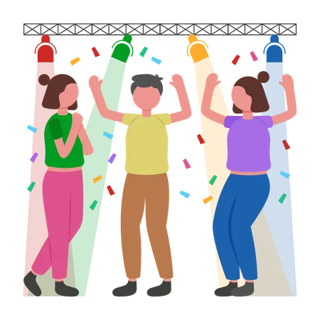 Les gens profitent de la discothèque nocturne  Illustration