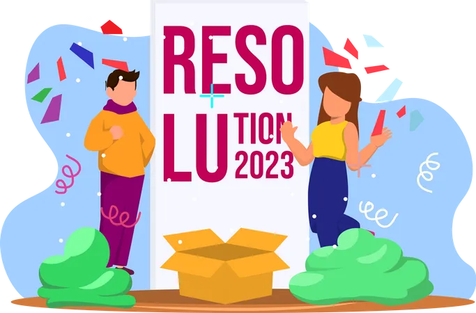 Personnes appréciant la résolution du nouvel an  Illustration