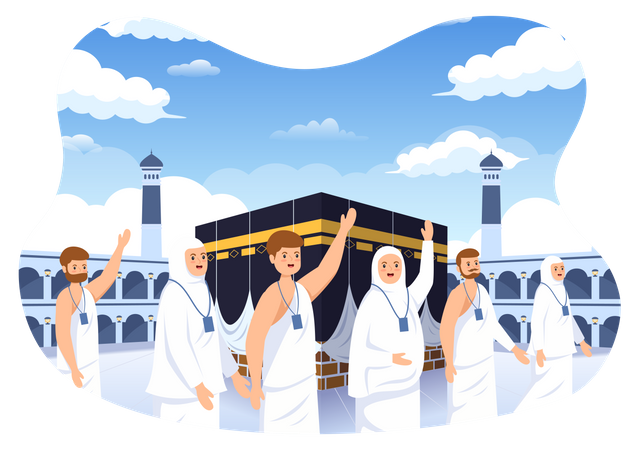 Personnes au pèlerinage du hajj  Illustration