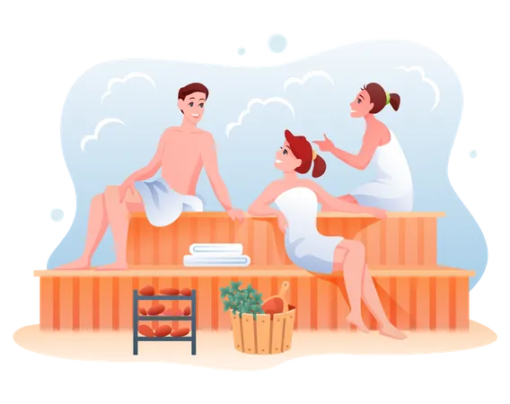 Les gens au spa  Illustration