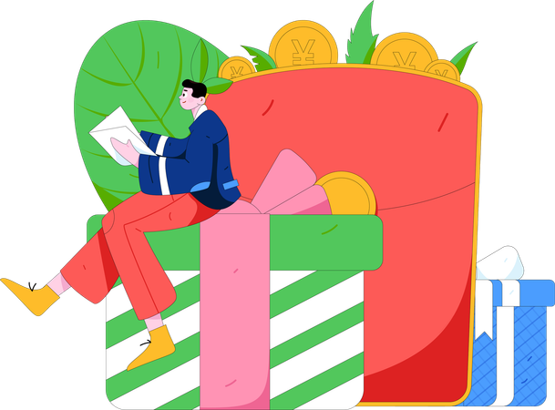 Personnes avec enveloppe cadeau  Illustration