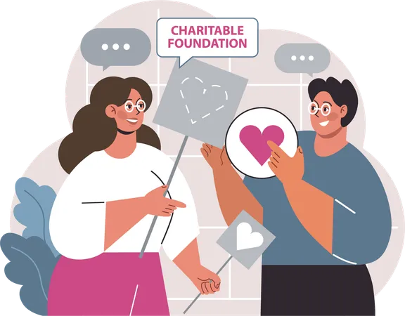 Personnes célébrant une fondation caritative  Illustration