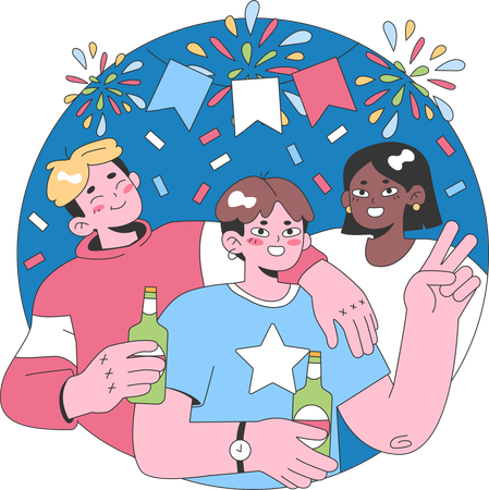 Personnes célébrant la fête  Illustration