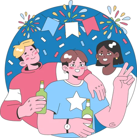 Personnes célébrant la fête  Illustration