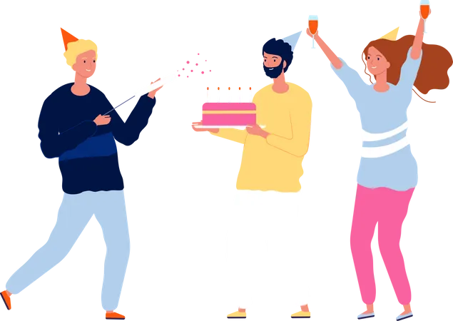 Gens célébrant la fête d'anniversaire  Illustration