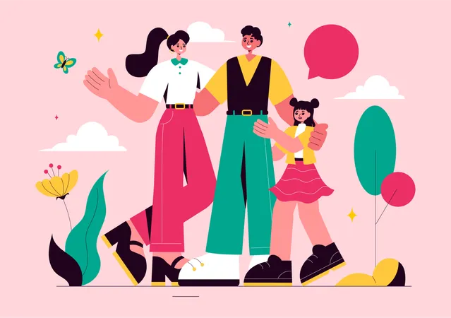 Des gens célèbrent la fête des parents  Illustration