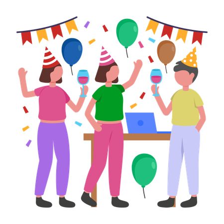 Des gens célébrant une fête de bureau  Illustration