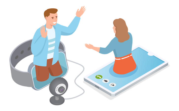 Personnes communiquant en ligne  Illustration