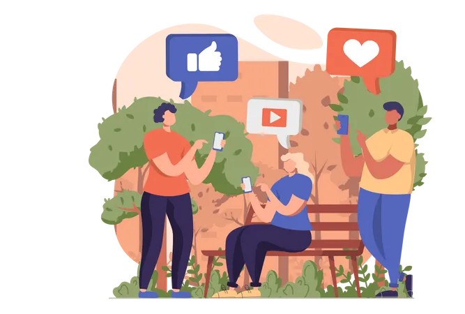 Personnes connectées sur les réseaux sociaux  Illustration