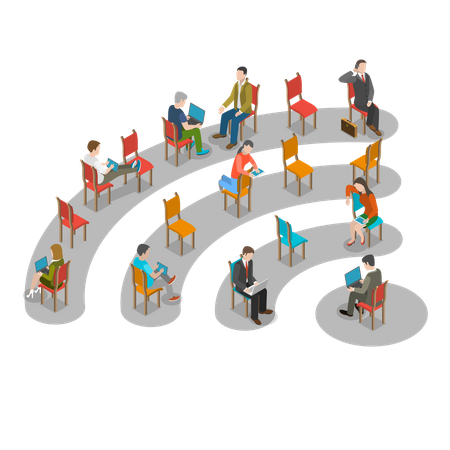 Personnes connectées via un réseau Wi-Fi  Illustration