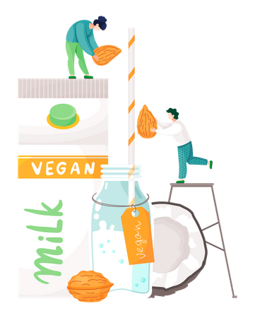Personnes consommant du lait de noix  Illustration